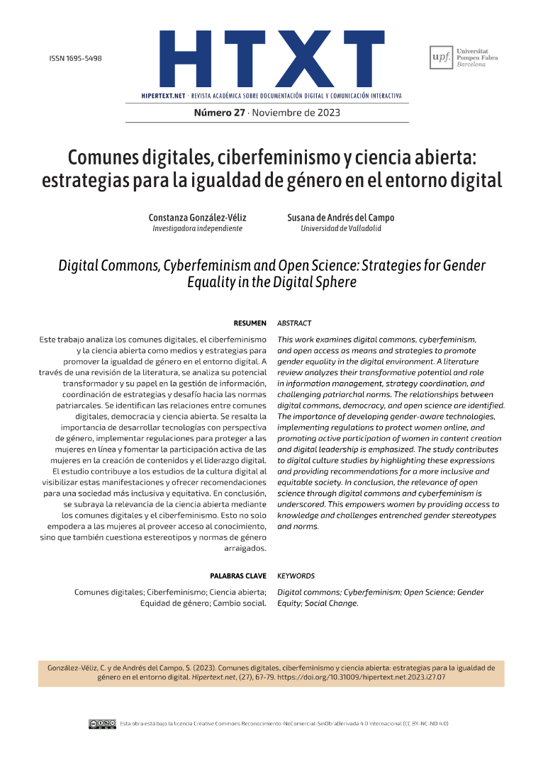 Portada de Comunes digitales, ciberfeminismo y ciencia abierta