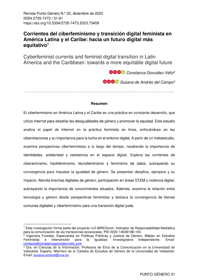 Portada de Corrientes del ciberfeminismo y transición digital feminista